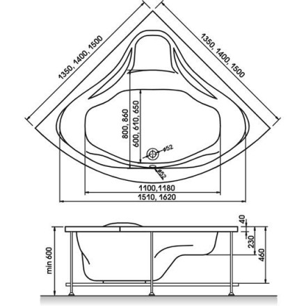 Relisan Mira 140x140 акриловая ванна