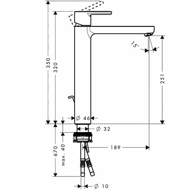 Hansgrohe Metris S 31022000 смеситель для раковины 250 мм