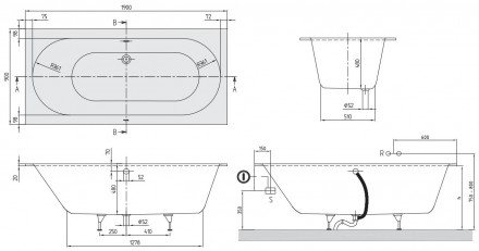 Villeroy Boch Oberon 190x90 ванна с гидромассажем