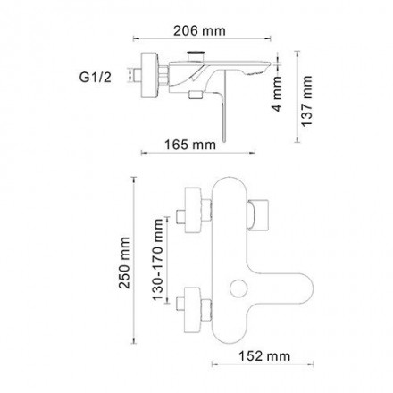 Wasserkraft Dinkel 5801 Смеситель для ванны с коротким изливом