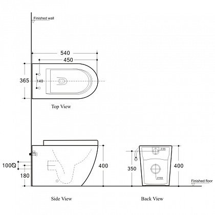 Aquanet Cetus BL-102N-FST Rimless Унитаз напольный приставной