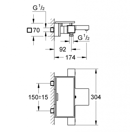 Grohe Grohtherm Cube 34502000 Смеситель термостат для ванны