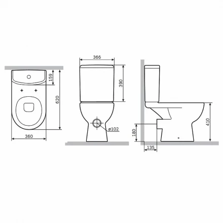 Am.pm Sunny C85C8600SC Унитаз-компакт FlashClean с сиденьем микролифт