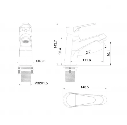 Wonzon &amp; Woghand WW-A40212-CR Смеситель для раковины хром