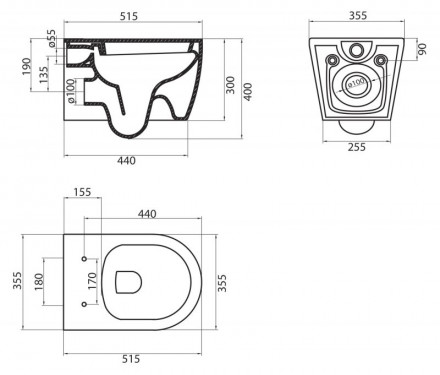 BelBagno Marino BB105CHR Унитаз подвесной (чаша)