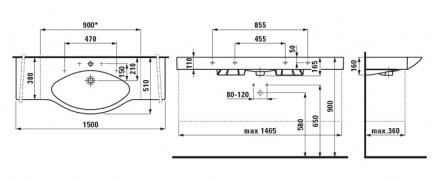 Laufen Palace 8.1170.6.000.104.1 раковина 150x51 см