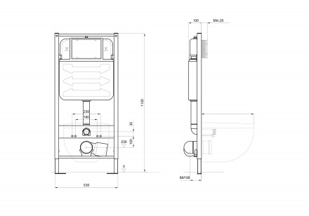 Aquatek Pneumo S50 INSP-0000001 Монтажная рама для подвесного унитаза