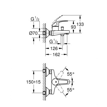 Grohe BauCurve 23599000 Смеситель для ванны