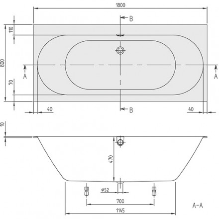 Villeroy&amp;Boch Oberon 2.0 180x80 UBQ180OBR2DV-01 Ванна