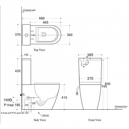 Aquanet Cetus BL-102N-TPT Rimless Унитаз напольный