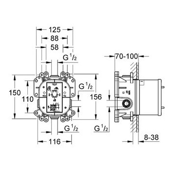 Grohe Rapido E 35501000 Скрытая часть смесителя