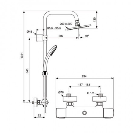 Ideal Standard Idealrain Duo Cube A5833AA Душевая система