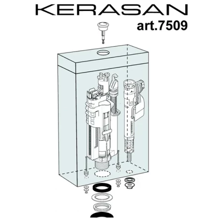 KERASAN Комплектующие T0000108912 Механизм двойного слива с нижним подводом воды бронза