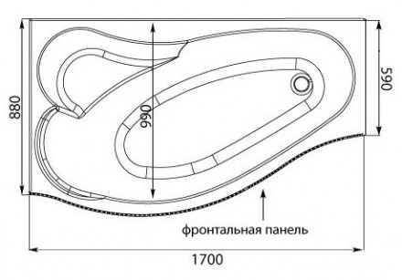 Aquanet Palma 170x90 левая акриловая ванна без гидромассажа