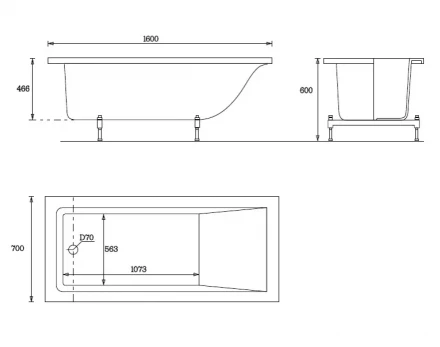 Vate Nordys 160x70 Ванна из искусственного камня
