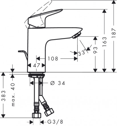 Hansgrohe Logis 71100000 смеситель для раковины 100 мм