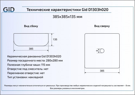 Gid D1303h020 раковина