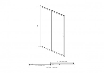 Aquatek  AQ ARI RA 12020CH Душевая дверь двухэлементная, раздвижная 200х120, хром