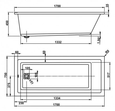 Vagnerplast Cavallo 170x75 акриловая ванна