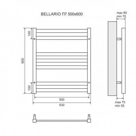Lemark Bellario LM68607E П7 500x600 Полотенцесушитель электрический левый/правый