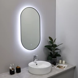 Fixsen Led FX-3120B Зеркало с подсветкой  овальное 50х120 см черное