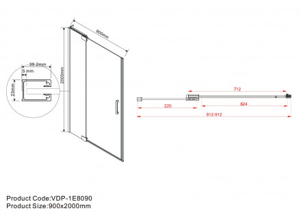 Vincea Extra VDP-1E8090CG душевая дверь