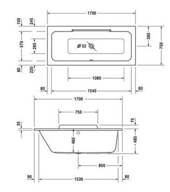 Duravit DuraStyle 700295 Акриловая ванна 170x70