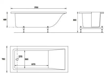 Vate Nordys 170x75 Ванна из искусственного камня