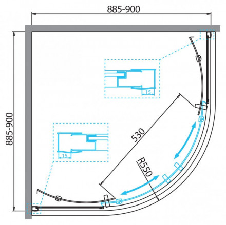 Belbagno DUE-R-2-90-P-Cr душевой угол