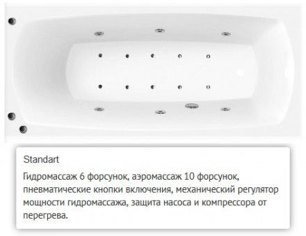 Villeroy Boch My Art 170x75 ванна с гидромассажем