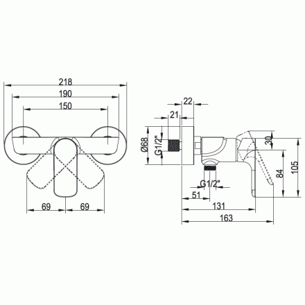 VILLEROY&amp;BOCH O.novo TVS10400100061 смеситель для душа