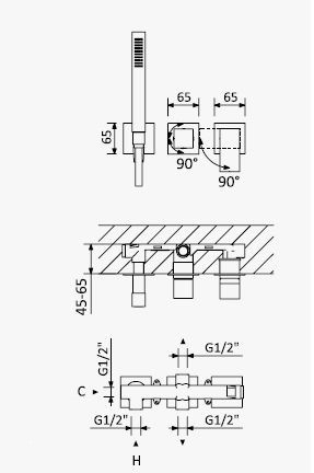 CEZARES PORTA-VDM2-SS встраиваемый смеситель для ванны и душа