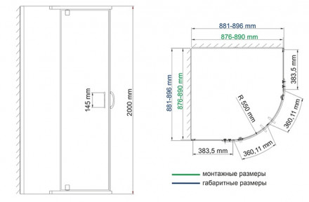 WasserKRAFT Leine 35P01 Душевой угол 90x90