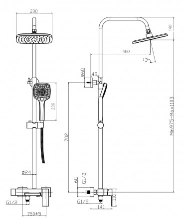RUSH Thira TR3635-50 Душевая стойка для ванны