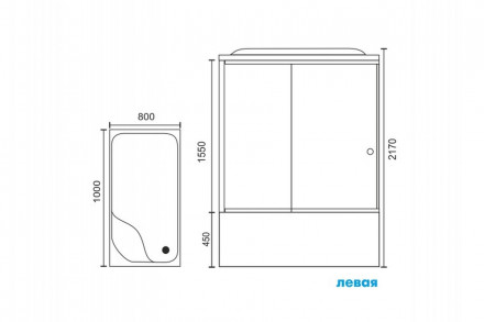 RB 8100BP6-BT левая душевая кабина 100x80x217