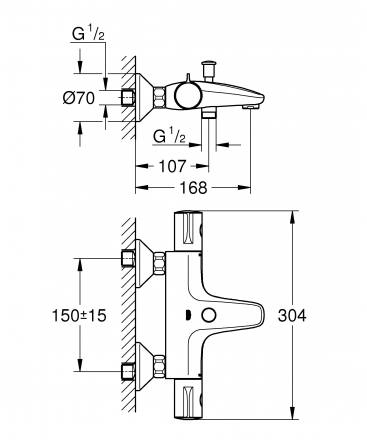 Grohe Grohtherm 800 34567000 Смеситель термостат для ванны