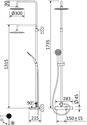 CEZARES LEAF-CVDA-30-L-01 душевая стойка