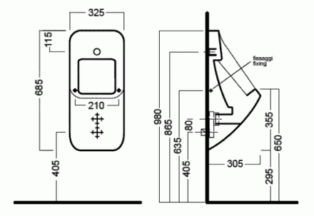 Hatria Fusion Q YXC301 Писсуар подвесной