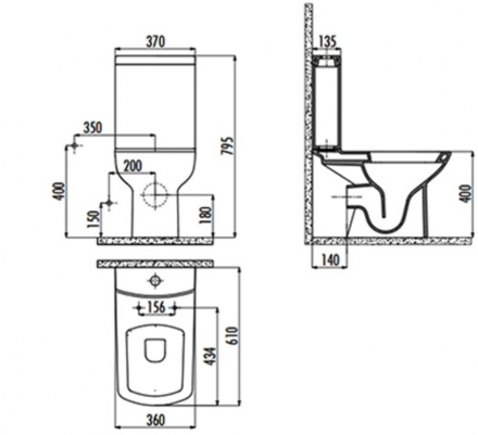 Creavit Lara LR310-00CB00E-0000 унитаз напольный с биде (чаша)