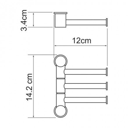 Wasserkraft K-1053 Держатель полотенец 3-е рога, короткие