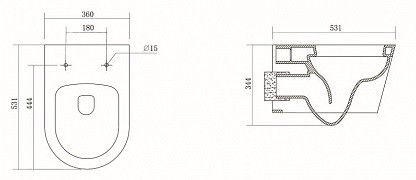 Aquatek Оберон AQ1363W-00 Унитаз подвесной с сиденьем Soft Close
