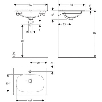 Geberit Acanto 500.640.01.2 Раковина 60x48