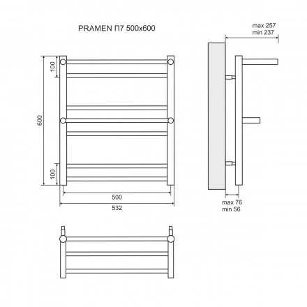 Lemark Pramen LM33607E П7 500x600 Полотенцесушитель электрический левый/правый