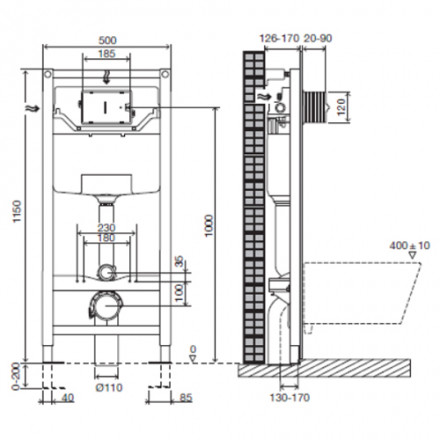 Jacob Delafon Set PATIO Rimles E21739RU-00 унитаз подвесной в комплекте с инсталляцией