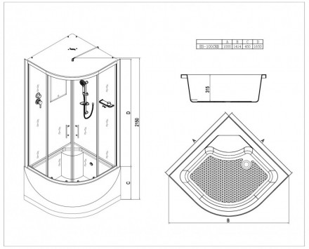 ESBANO ES-100CRB Душевая кабина 100x100