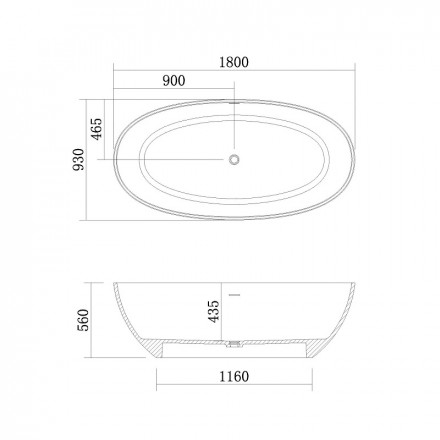Azario SOLID SURFACE 180х93х56 ванна из искусственного камня