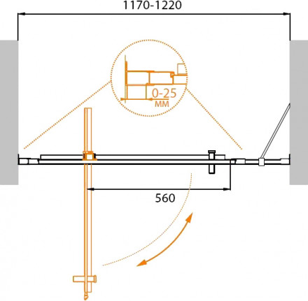 CEZARES STYLUS-O-M-BF-1-130-C-Cr душевая дверь