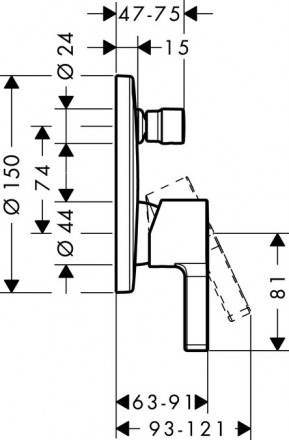 Hansgrohe Metris S 31465000 смеситель для ванны (внешняя часть)