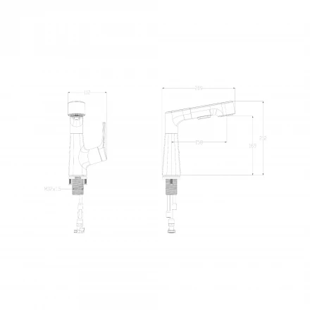 Wonzon &amp; Woghand WW-121B108-MB Смеситель для раковины с выдвижным изливом черный матовый