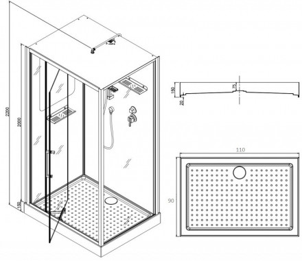 ESBANO EST-RASPA-119 Душевая кабина 119x90